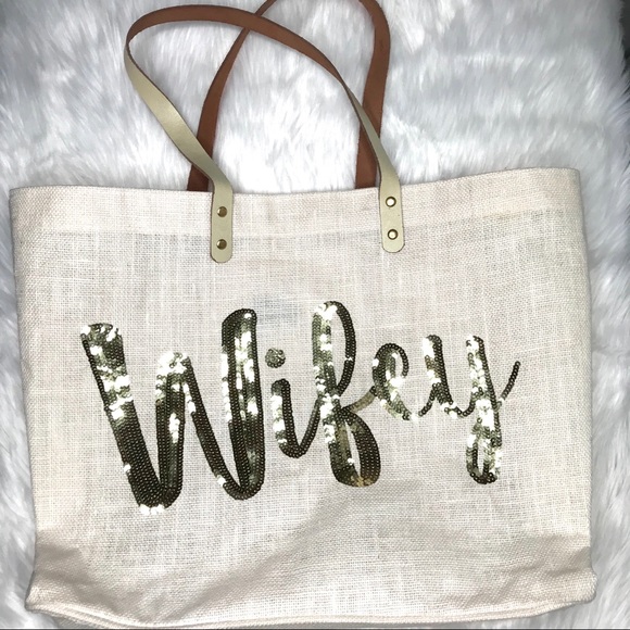 Mud Pie Handbags - Mud pie | Cream & Gold Wifely Tote Bag